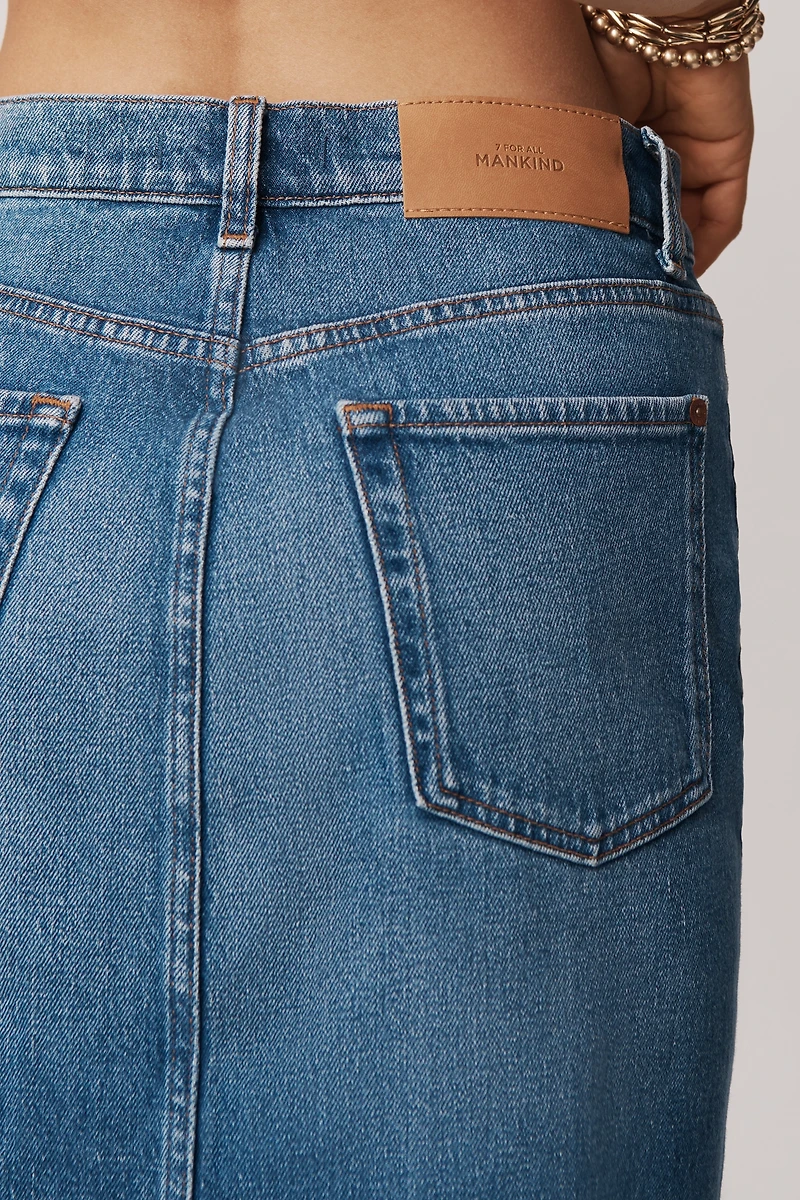 7 For All Mankind Libby High-Low Denim Midi Skirt