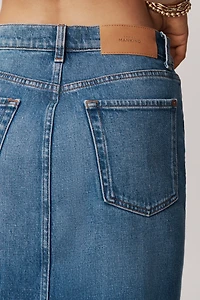 7 For All Mankind Libby High-Low Denim Midi Skirt