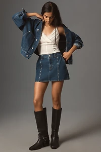 7 For All Mankind Milly Studded Denim Mini Skirt