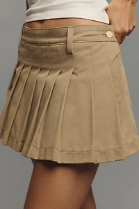 7 For All Mankind Pleated Twill Mini Skirt