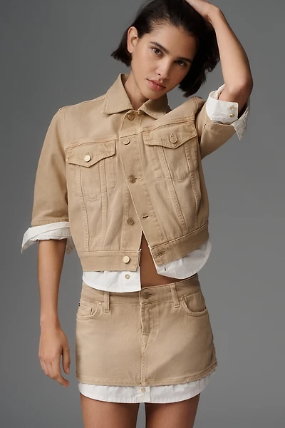 7 For All Mankind Layered Denim Mini Skirt