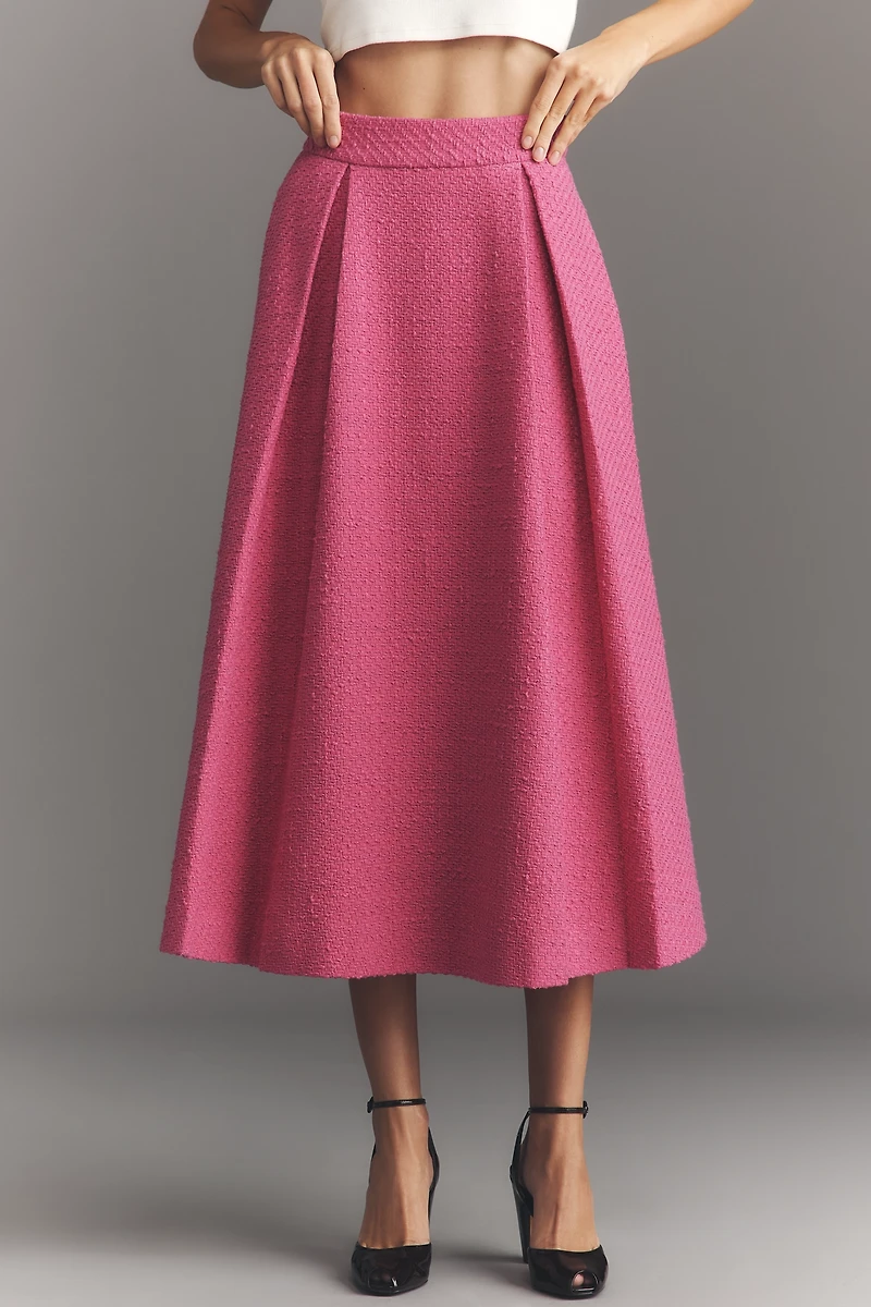 Derek Lam 10 Crosby Fenella Tweed Pleated Midi Skirt