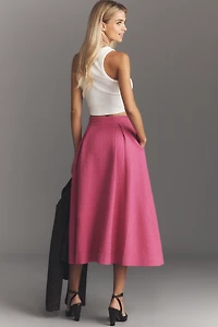 Derek Lam 10 Crosby Fenella Tweed Pleated Midi Skirt