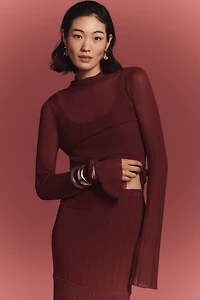 Derek Lam 10 Crosby Sheer Knit Layered Maxi Dress
