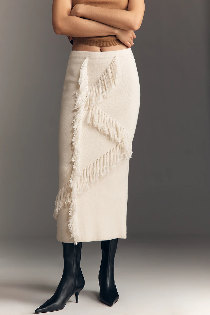 Derek Lam 10 Crosby Hestia Fringed Midi Sweater Skirt