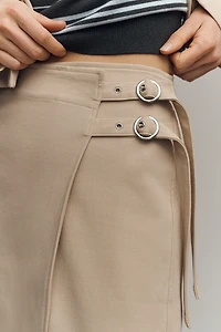 Maeve Buckled Wrap Midi Skirt