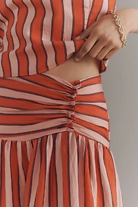 Maeve Ruched Split Midi Skirt