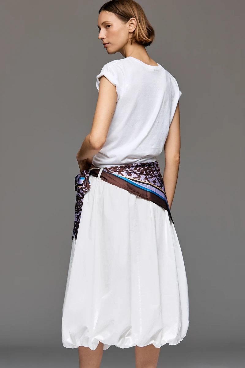 Maeve Cotton Scarf Bubble-Hem Midi Skirt