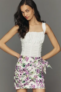 Maeve 100% Cotton Floral Wrap Mini Skirt