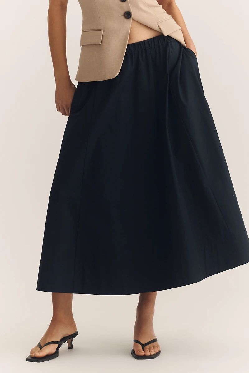 Maeve Cotton Pull-On Midi Skirt