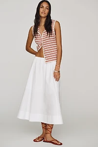 Maeve 100% Cotton Pull-On Midi Skirt