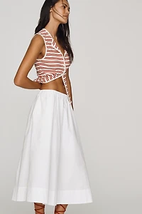Maeve 100% Cotton Pull-On Midi Skirt