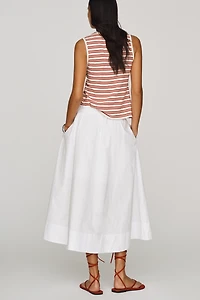 Maeve 100% Cotton Pull-On Midi Skirt