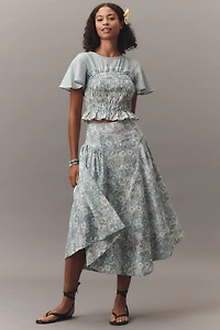 By Anthropologie Linen Midi Skirt