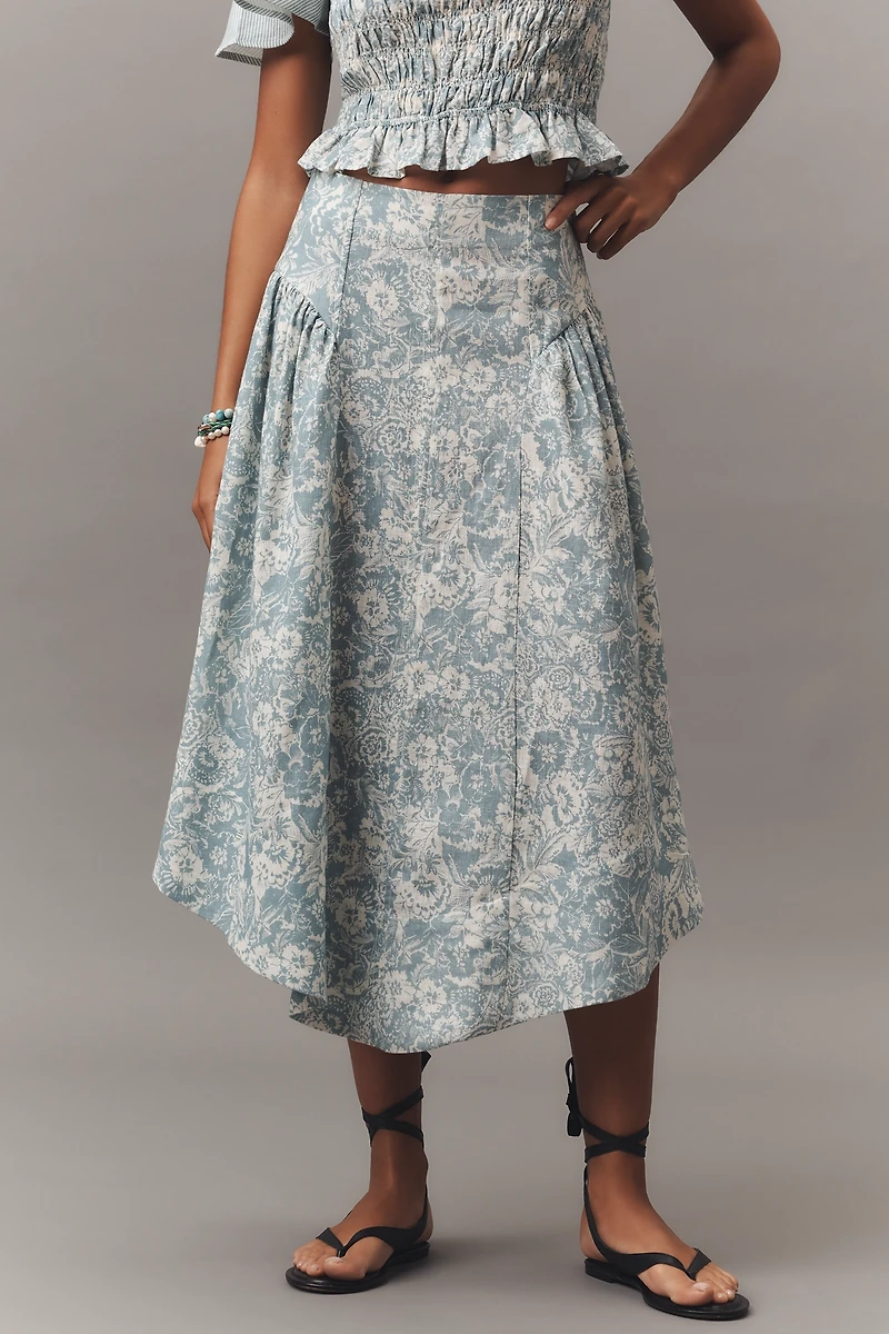 By Anthropologie Linen Midi Skirt