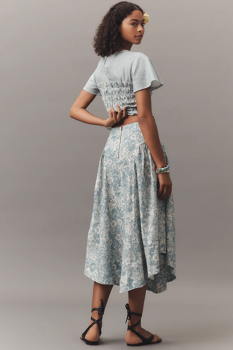 By Anthropologie Linen Midi Skirt