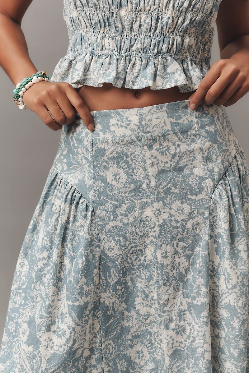 By Anthropologie Linen Midi Skirt