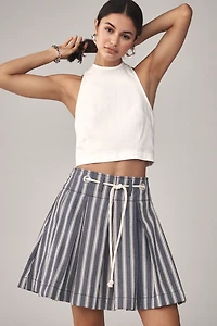 Pilcro Pleated Drawstring Mini Skirt