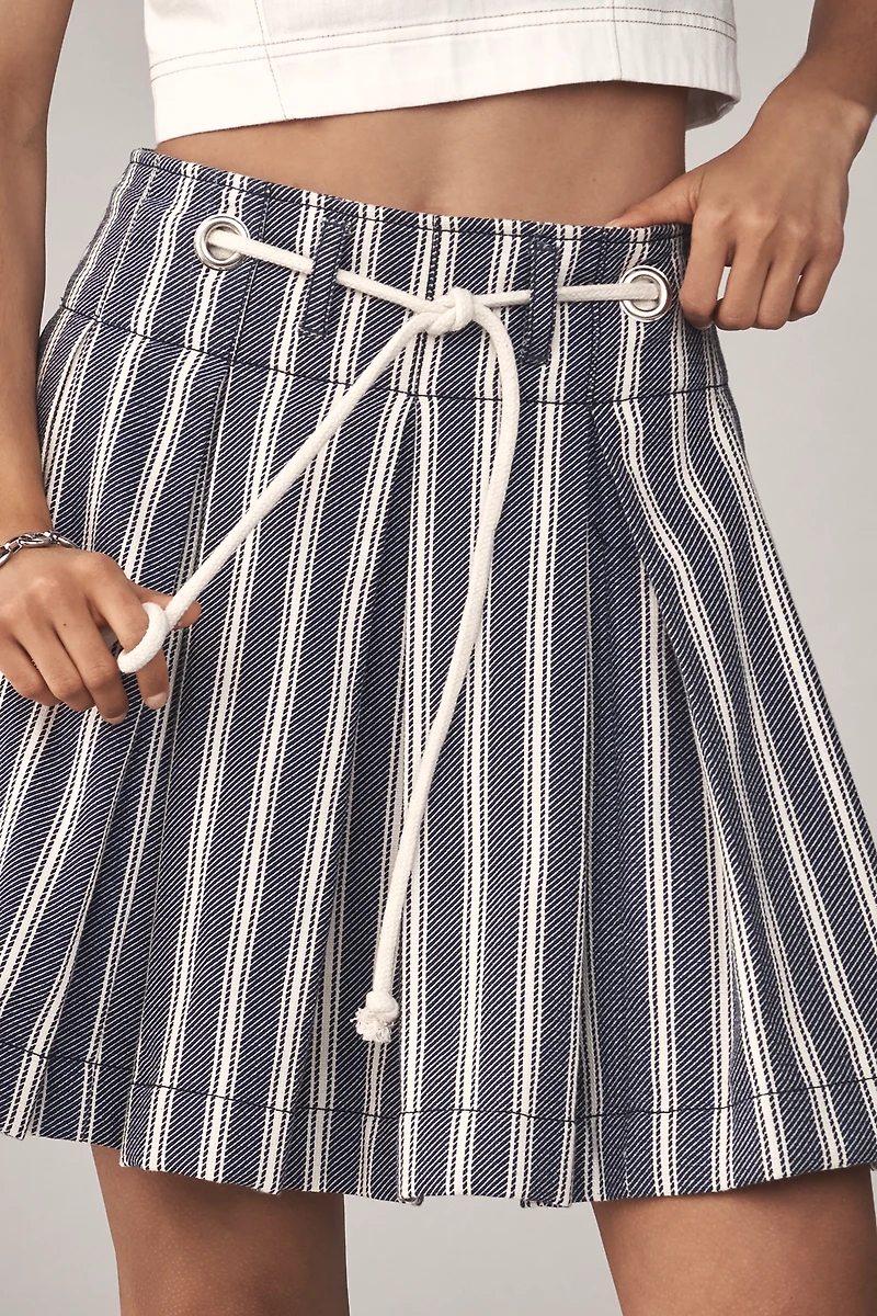 Pilcro Pleated Drawstring Mini Skirt