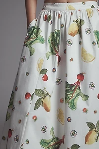 The Jacie Poplin Printed Midi Skirt by Maeve