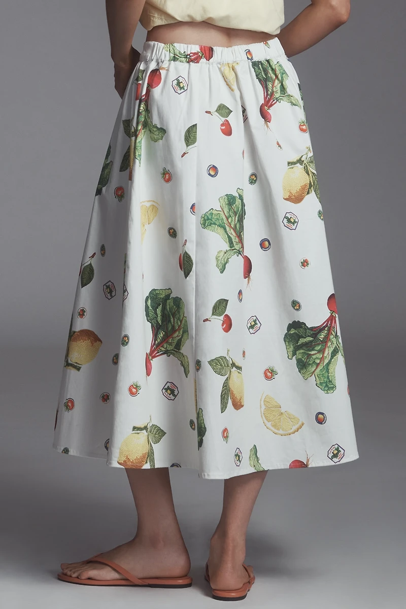 The Jacie Poplin Printed Midi Skirt by Maeve