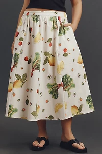 The Jacie Poplin Printed Midi Skirt by Maeve