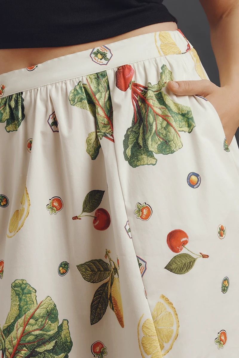 The Jacie Poplin Printed Midi Skirt by Maeve
