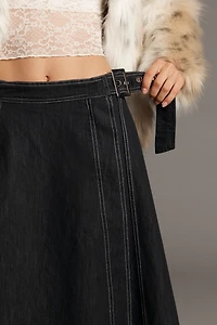 Pilcro Side-Slit Denim A-Line Midi Skirt