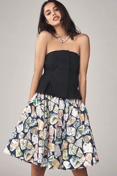 The Jacie Poplin Printed Knee-Length Skirt by Maeve