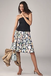 The Jacie Poplin Printed Knee-Length Skirt by Maeve