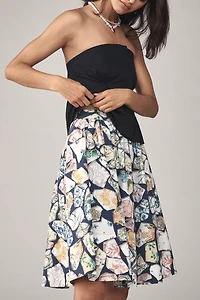 The Jacie Poplin Printed Knee-Length Skirt by Maeve