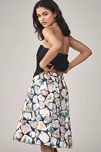 The Jacie Poplin Printed Knee-Length Skirt by Maeve