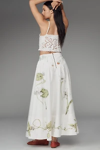 Swan Gossip x Anthropologie Basque-Waist Maxi Skirt