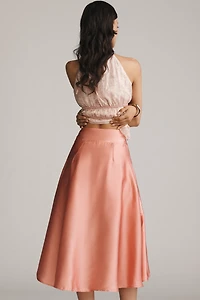By Anthropologie Silky Tiered Midi Skirt