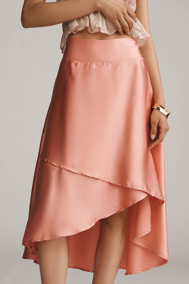 By Anthropologie Silky Tiered Midi Skirt