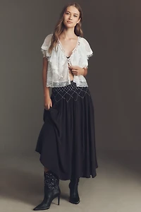 By Anthropologie Smocked Soft Midi Skirt