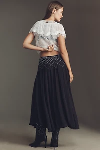 By Anthropologie Smocked Soft Midi Skirt