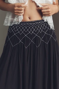 By Anthropologie Smocked Soft Midi Skirt