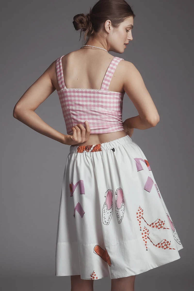 The Jacie Poplin Printed Knee-Length Skirt by Maeve: Danielle Kroll Edition