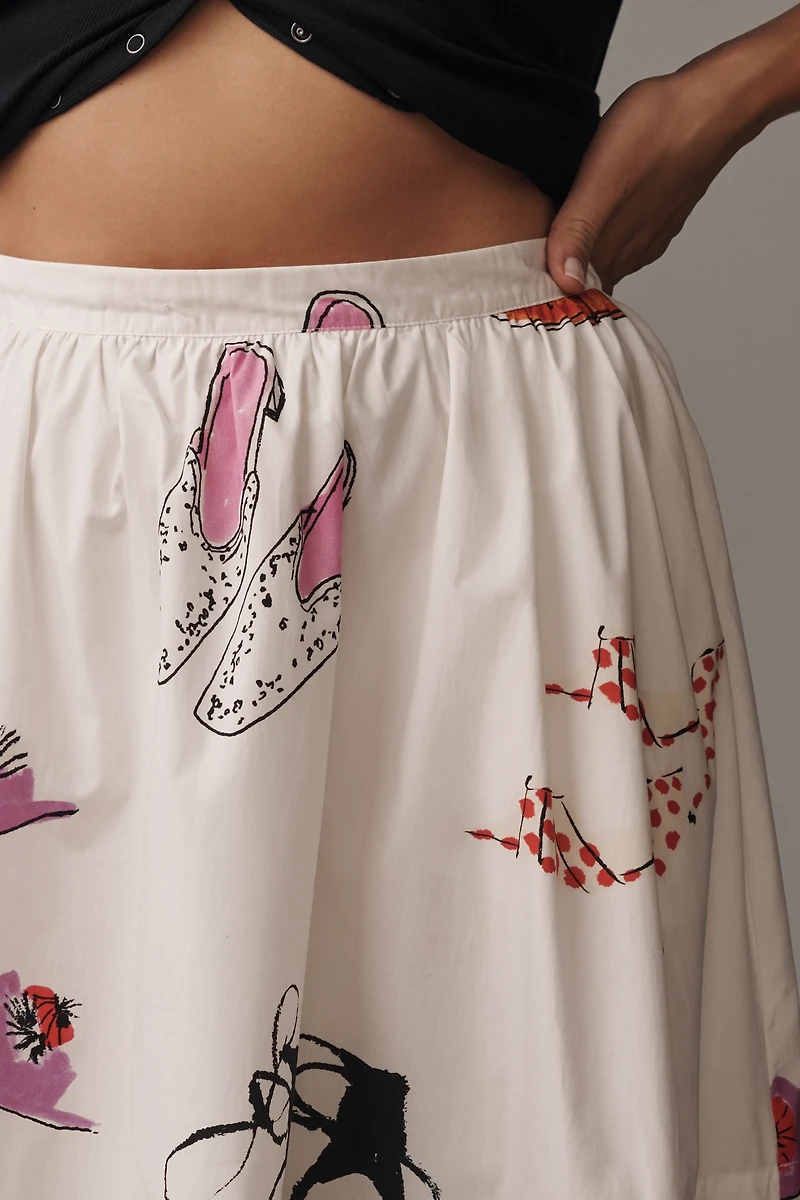 The Jacie Poplin Printed Knee-Length Skirt by Maeve: Danielle Kroll Edition