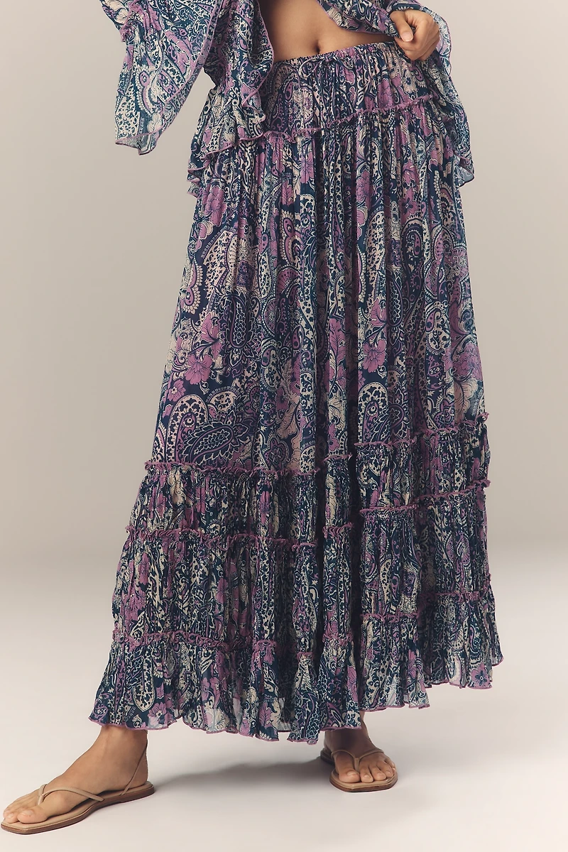 By Anthropologie Ruffled Petticoat Maxi Skirt
