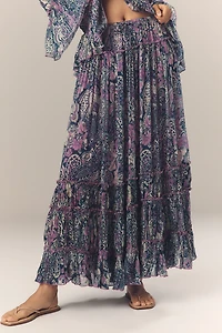 By Anthropologie Ruffled Petticoat Maxi Skirt