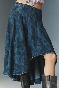 Pilcro Printed Denim Petticoat Midi Skirt