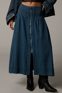 The Tommie Zip-Front Midi Skirt