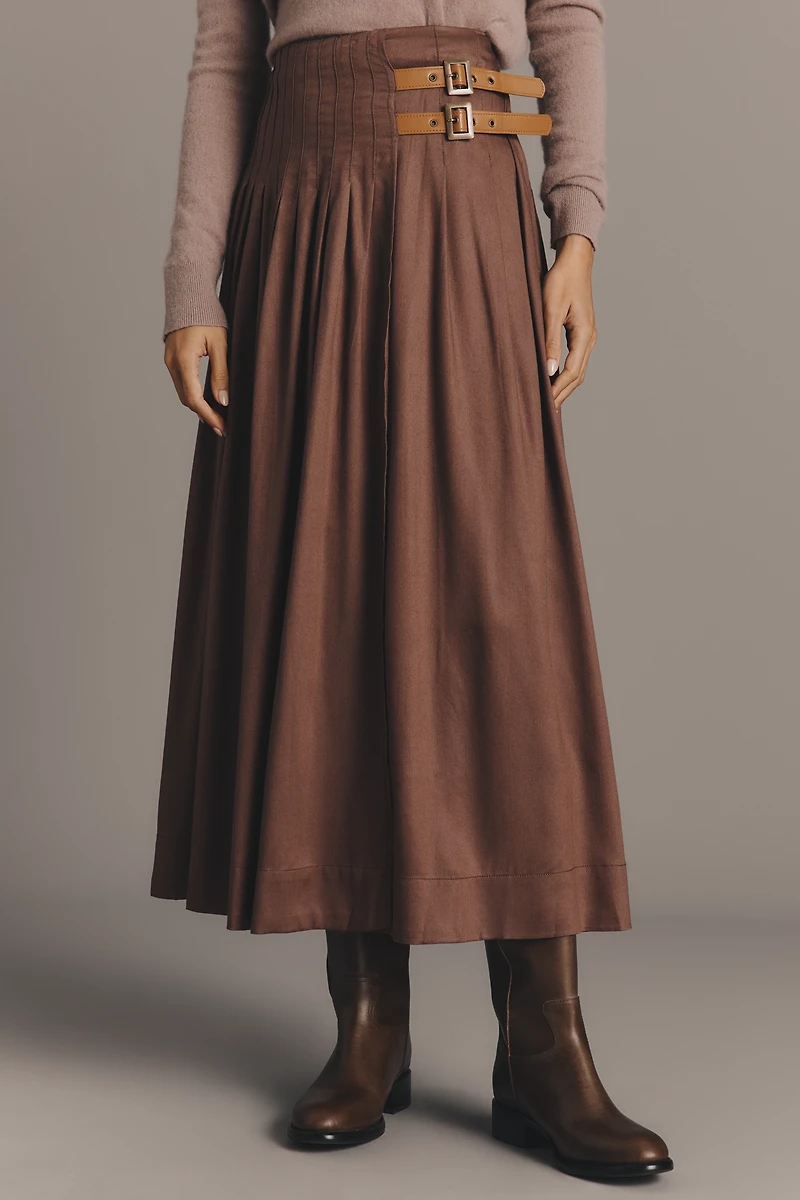 By Anthropologie Asymmetric Pleated Surplus Maxi Skirt