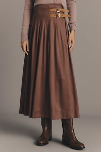 By Anthropologie Asymmetric Pleated Surplus Maxi Skirt