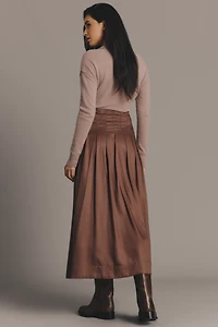 By Anthropologie Asymmetric Pleated Surplus Maxi Skirt
