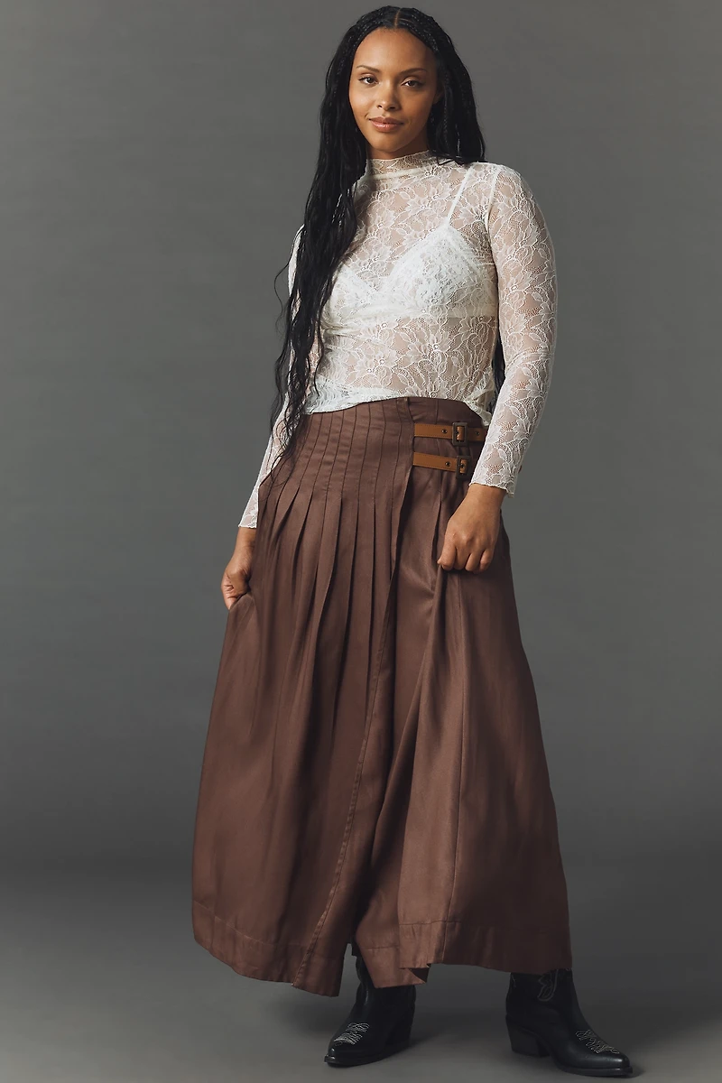 By Anthropologie Asymmetric Pleated Surplus Maxi Skirt