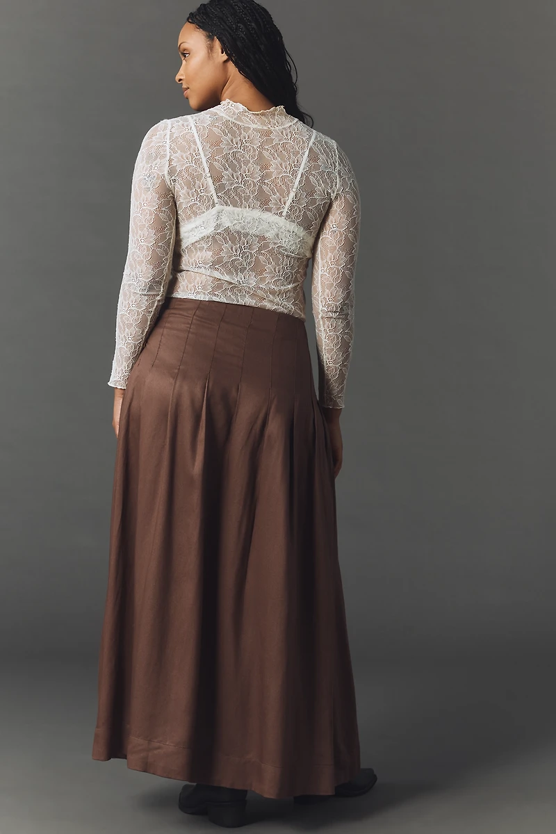 By Anthropologie Asymmetric Pleated Surplus Maxi Skirt