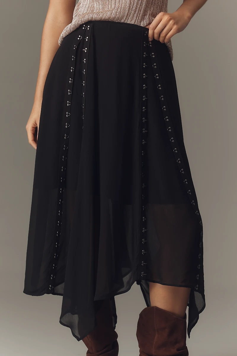 By Anthropologie Hook-and-Eye Sheer Midi Skirt